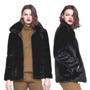 Zara Faux Fur Glam Funnel Neck Jacket